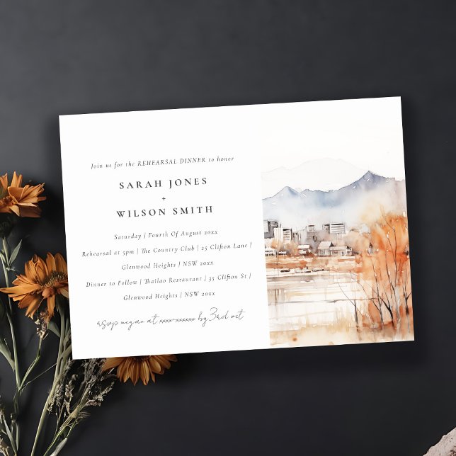 Invitation Dîner de répétition de l'aquarelle Salt Lake City  (Créateur téléchargé)