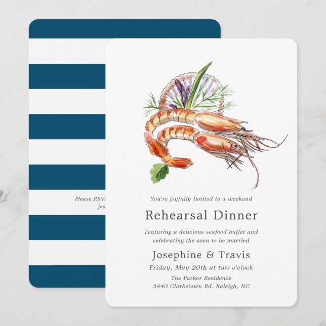 Invitation Dîner de répétition de l'ébullition de l'écrevisse (Devant / Derrière)