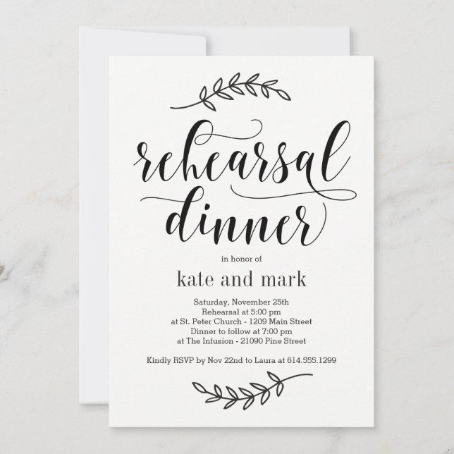 Invitation Dîner de répétition de l'élégance rustique Invitat (Devant)