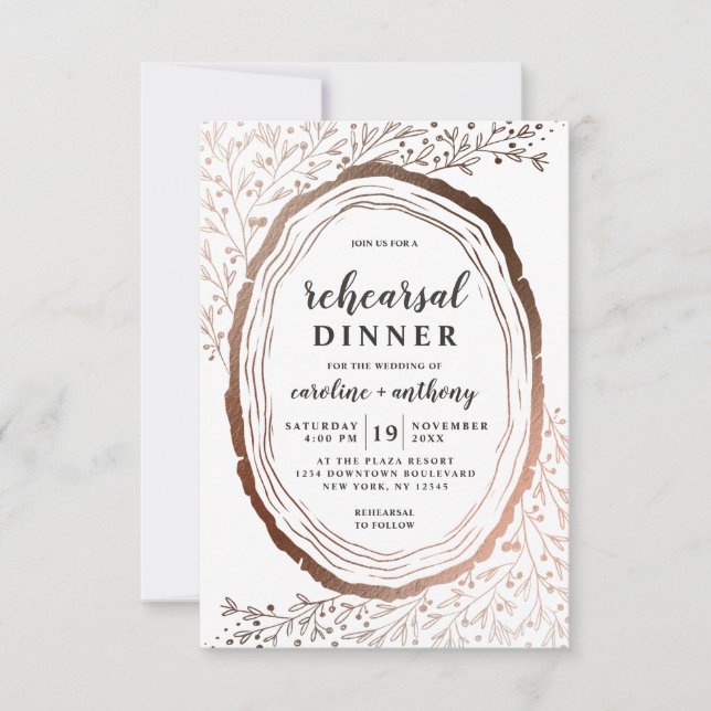 Invitation Dîner de répétition de l'huile de cuivre en tranch (Devant)