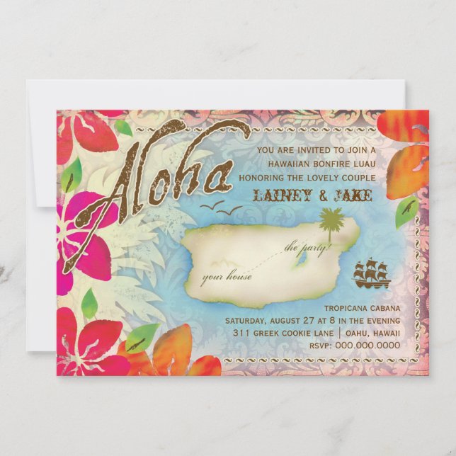 Invitation Dîner de répétition de l'île Aloha Luau GC (Devant)
