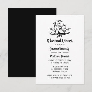 Invitation Dîner de répétition de l'Mariage noir noir Lovebir