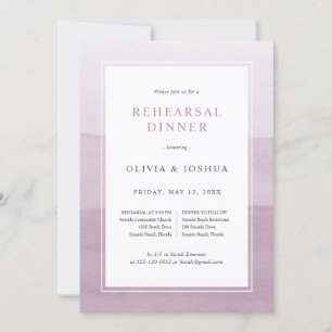 Invitation Dîner de répétition de mariage à l'aquarelle viole