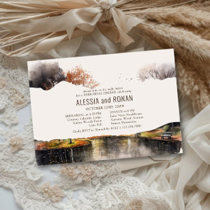 Invitation Dîner de répétition de mariage aquarelle au lac de