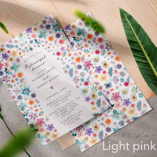 Invitation Dîner de répétition de mariage aux fleurs sauvages