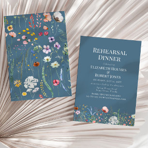 Invitation Dîner de répétition de mariage aux fleurs sauvages