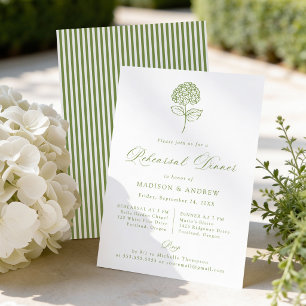 Invitation Dîner de répétition de mariage avec des hortensias