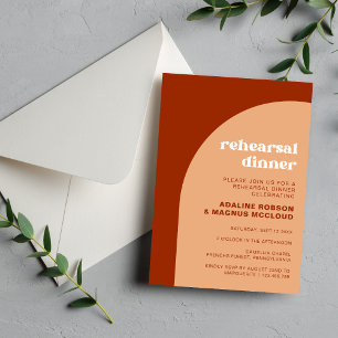 Invitation Dîner de répétition de mariage Bohème chic pêche A
