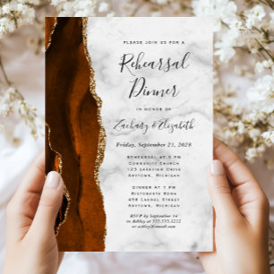 Invitation Dîner de répétition de mariage Burnt Orange Gold A