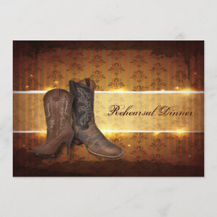 Invitation dîner de répétition de mariage de cowboy de pays