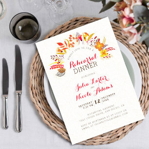 Invitation Dîner de répétition de mariage de feuillage de fle