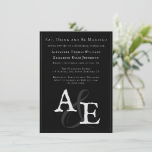 Invitation Dîner de répétition de Mariage de monogramme minim