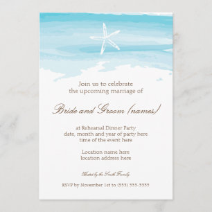 Invitation Dîner de répétition de mariage de plage i Starfish