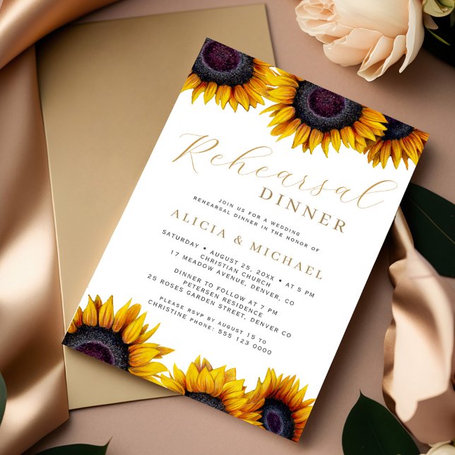 Invitation Dîner de répétition de mariage de tournesol modern (Créateur téléchargé)