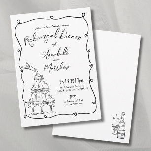 Invitation Dîner de répétition de mariage dessiné à la main a