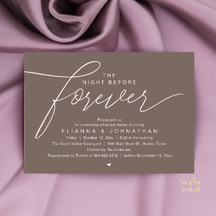 Invitation Dîner de répétition de mariage, écriture moderne é