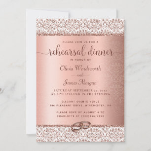 Invitation Dîner de répétition de mariage élégant avec paille