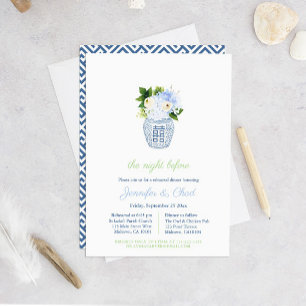 Invitation Dîner de répétition de mariage élégant bleu et bla