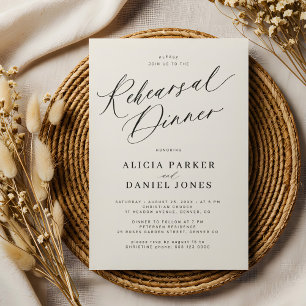 Invitation Dîner de répétition de mariage élégant crème ivoir