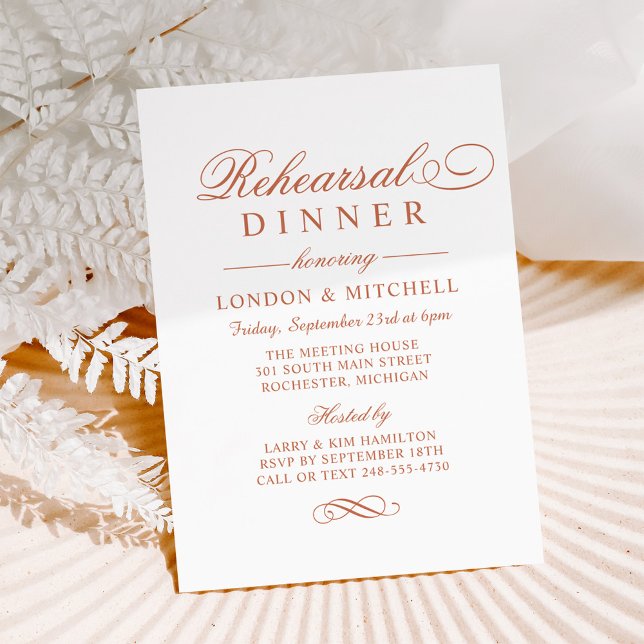 Invitation Dîner de répétition de mariage élégant en terre cu (Créateur téléchargé)