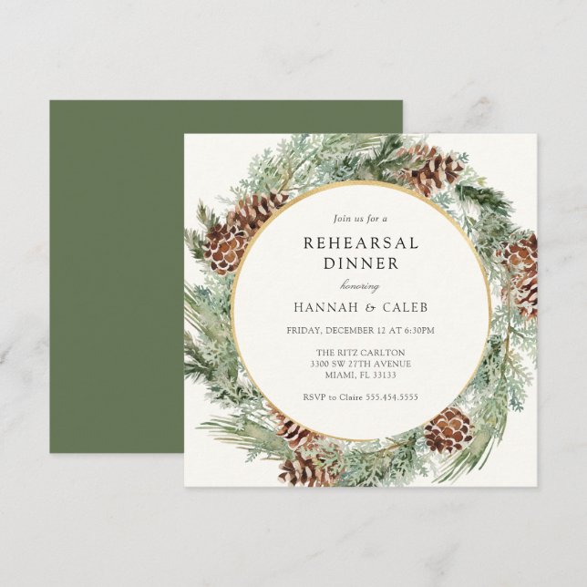 Invitation Dîner de répétition de mariage élégant et persista (Devant / Derrière)