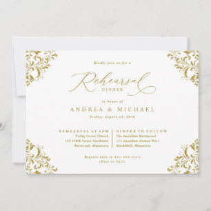 Invitation Dîner de répétition de mariage élégant et vintage