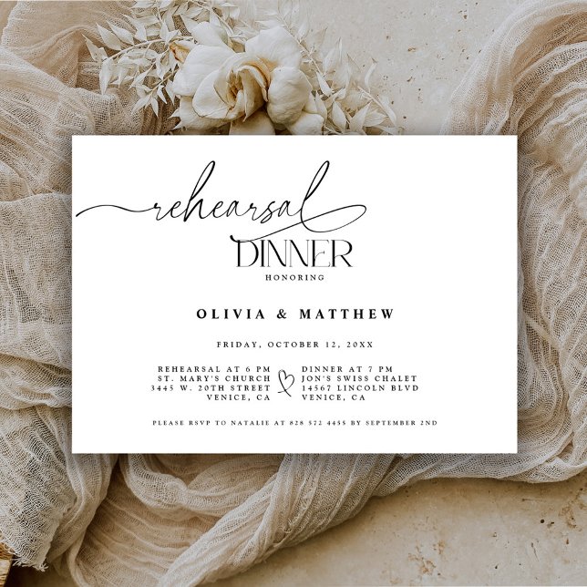 Invitation Dîner De Répétition De Mariage Élégant La Nuit Ava (Créateur téléchargé)