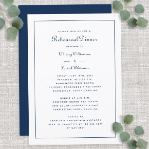 Invitation Dîner de répétition de mariage Élégant Script Bleu