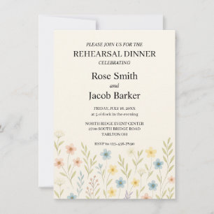 Invitation Dîner de répétition de Mariage Fleur sauvage roman