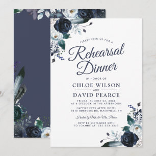 Invitation Dîner de répétition de mariage floral rustique ble