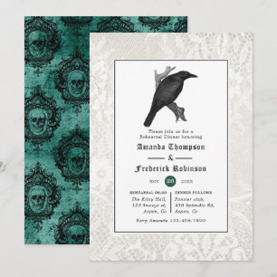 Invitation Dîner de répétition de mariage gothique Crâne et d