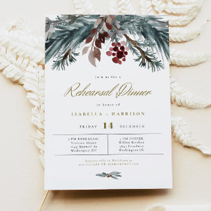 Invitation Dîner de répétition de mariage hivernal NOEL Rusti