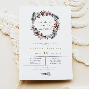 Invitation Dîner de répétition de mariage hivernal rustique N