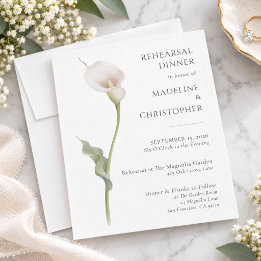 Invitation Dîner de répétition de mariage minimaliste au lys