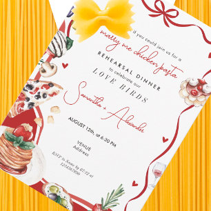 Invitation Dîner de répétition de mariage Pâtes au Poulet 'Ép
