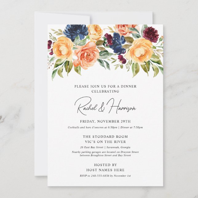 Invitation Dîner de répétition de mariage personnalisé Invita (Devant)