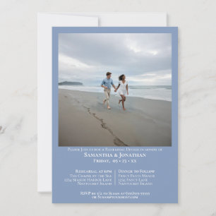 Invitation Dîner de répétition de mariage photo bleu clair mi