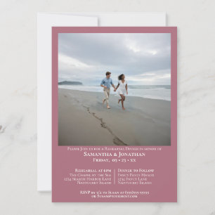Invitation Dîner de répétition de mariage photo rose poussiér