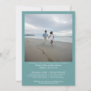 Invitation Dîner de répétition de mariage photo sarcelle mini