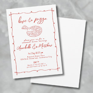 Invitation Dîner de répétition de mariage Pizza Amour Rouge D