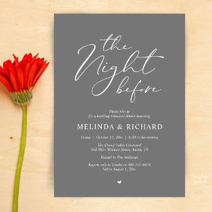 Invitation Dîner de répétition de mariage romantique la veill