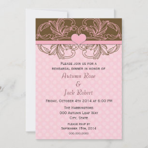 Invitation Dîner de répétition de mariage rose et marron