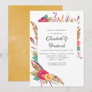 Invitation Dîner de répétition de mariage safari floral aquar