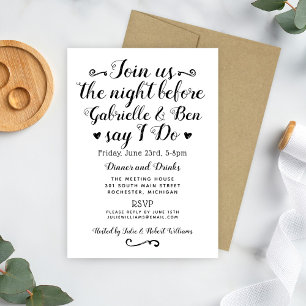 Invitation Dîner de répétition de mariage 'Script Say I Do'