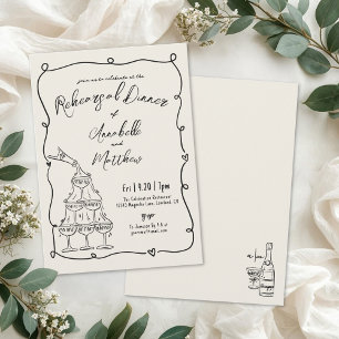 Invitation Dîner de répétition de mariage vintage dessiné à l