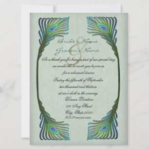 Invitation Dîner de répétition de mariage vintage Peacock