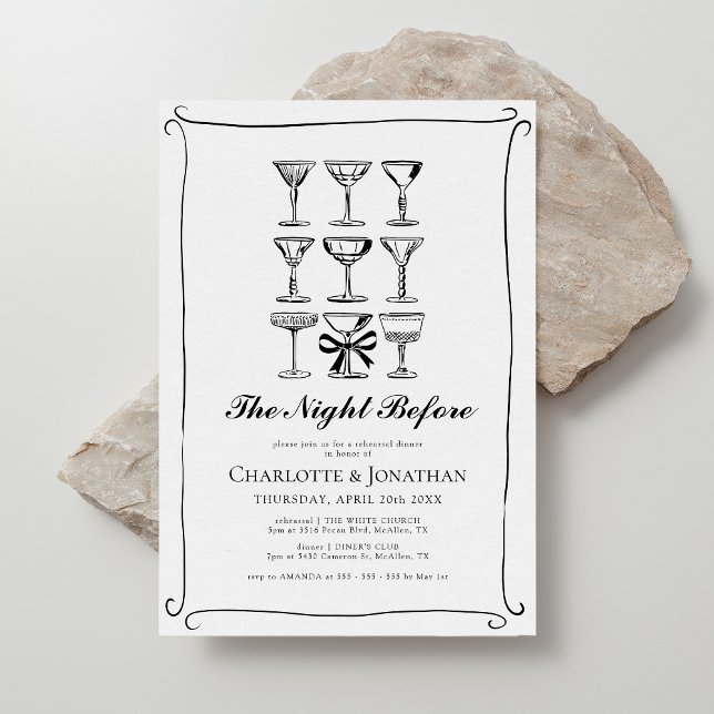 Invitation Dîner de répétition de Martini tiré à la main (Créateur téléchargé)