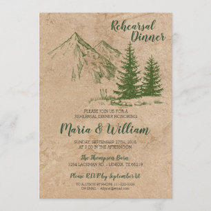 Invitation Dîner de répétition de montagne rustique Invitatio