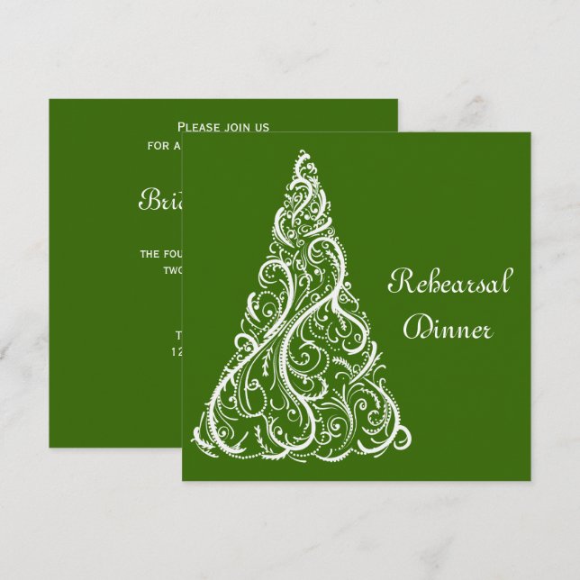 Invitation Dîner de répétition de Noël vert (Devant / Derrière)