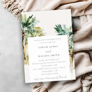 Invitation Dîner de répétition de palmiers à aquarelle tropic
